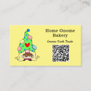 QR Code Gnome Hometown Bakery Lemon Yellow Business Card