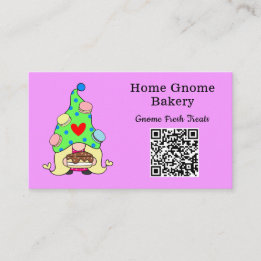 QR Code Gnome Hometown Bakery Light Purple Business Card
