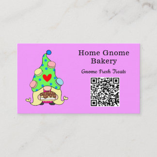 QR Code Gnome Hometown Bakery Light Purple Business Card