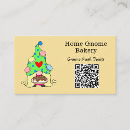 QR Code Gnome Hometown Bakery Light Yellow Business Card