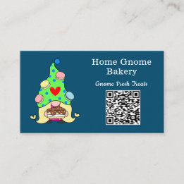 QR Code Gnome Hometown Bakery Ocean Blue Business Card
