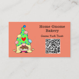 QR Code Gnome Hometown Bakery Salmon Colour Business Card