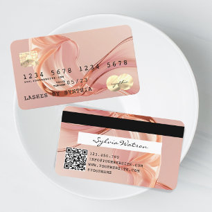 QR Code Gold Blush Modern Credit Card Style