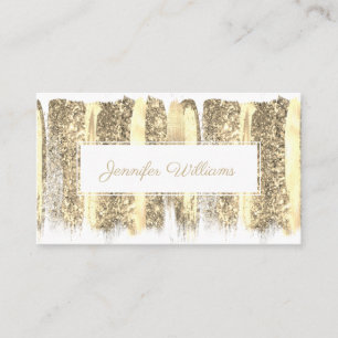 QR Code Gold Brush Makeup Artist Modern White Business Card