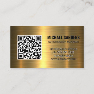 QR Code | Gold Metallic Background Business Card