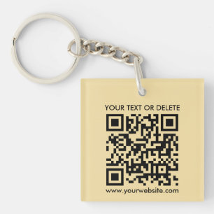 QR Code Gold Modern Elegant Square Single Sided Key Ring