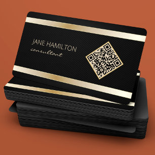 QR Code Gold Modern Profile Business Card