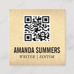 QR Code   Gold Texture Fabric Square Business Card