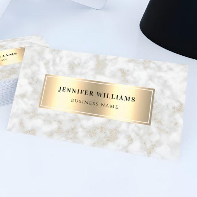 QR Code Gold White Marble Elegant & Modern Business Card (Creator Uploaded)