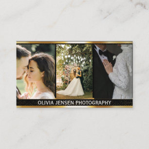 QR code golden gradient divider Photographer Business Card