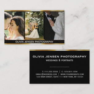 QR code golden gradient divider Photographer Business Card