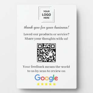 QR Code Google Review Easel Tabletop Style Plaque