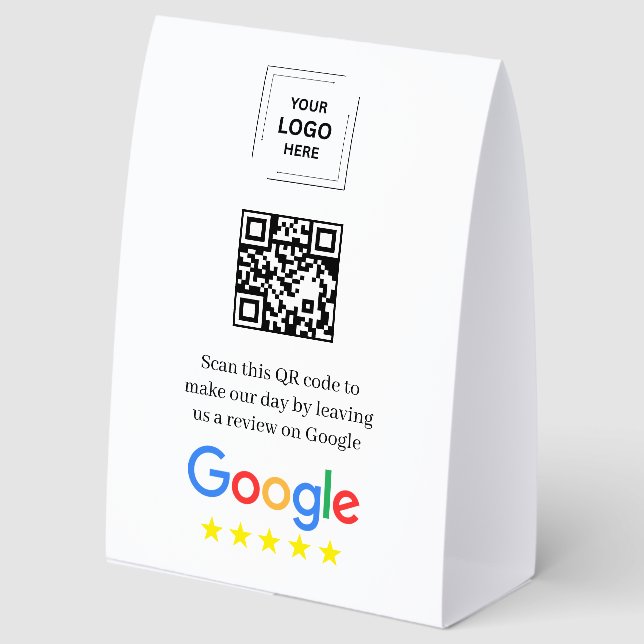 QR Code Google Review Table Tent Display (Front)
