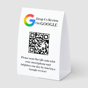 QR Code Google Review Table Tent Display