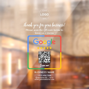 Qr Code Google Reviews Business Logo Window Cling