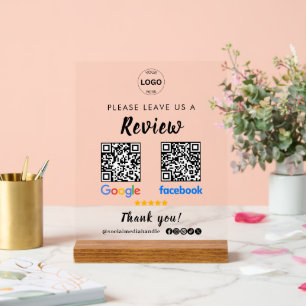Qr Code Google Reviews Facebook Business Review Acrylic Sign