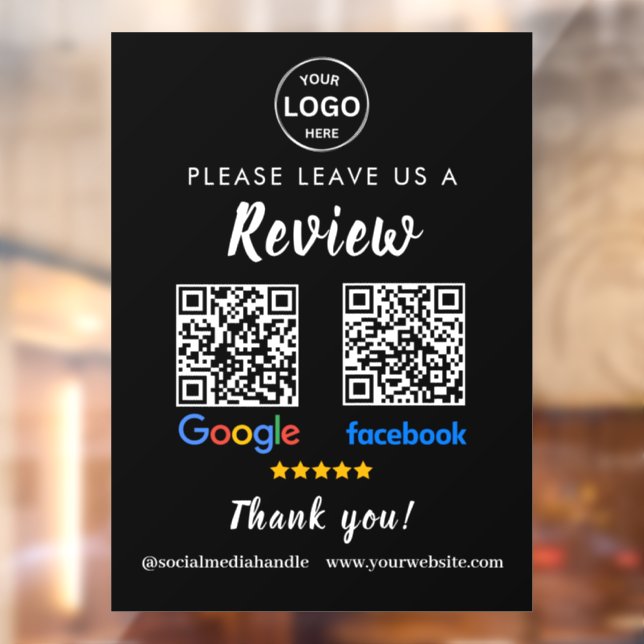 Qr Code Google Reviews Facebook Business Review Pe Window Cling (Sheet 2)