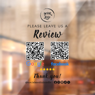Qr Code Google Reviews Facebook Business Review Window Cling