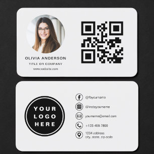 QR Code Gray Photo Business Card