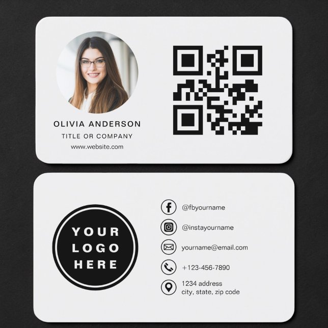 QR Code Gray Photo Business Card (Creator Uploaded)
