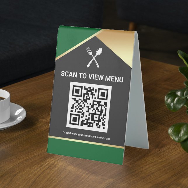QR Code Green Gold Digital Menu for Restaurants (Creator Uploaded)