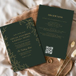 QR Code Green Gold Minimal Leaf Wedding  Invitation<br><div class="desc">Introduce your wedding with a sleek, modern minimalistic invitation featuring a convenient QR code. The clean, monochromatic design exudes sophistication and elegance, perfect for couples seeking a contemporary and refined aesthetic. The QR code adds a functional touch, allowing guests to easily access details such as RSVPs, directions, and event updates....</div>