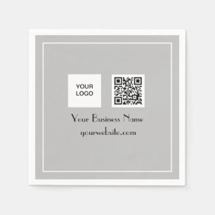 QR Code Grey Business Logo Minimalist Napkin