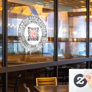 QR Code Grey Business Marketing Cafe Storefront Window Cling
