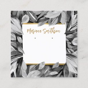 QR Code Grey Gold Foliage Earrings Display Cards