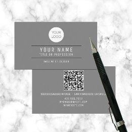 QR Code Grey Name Professional Logo Calling Card
