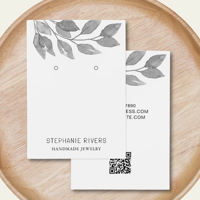 QR Code Grey Watercolor Earrings Display Card (Creator Uploaded)