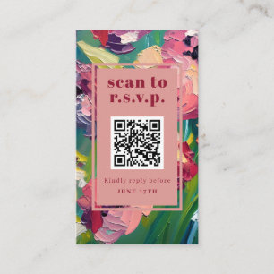 QR Code Groovy Deco Painting Wedding RSVP  Enclosure Card