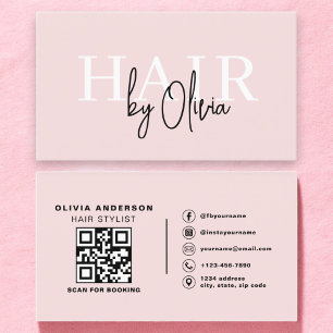 QR Code Hair Stylist Modern Typography Business Card