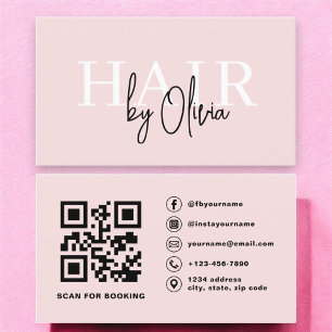 QR Code Hair Stylist Modern Typography  Business Card