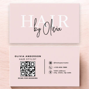 QR Code Hair Stylist Modern Typography  Business Card