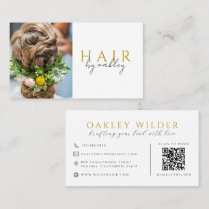 QR Code Hair Stylist Photo Business Card