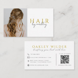 QR Code Hair Stylist Photo Business Card