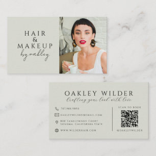 QR Code Hair Stylist Photo Business Card