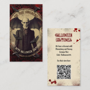 QR Code Halloween Costume Website Creepy Nosferatu Enclosure Card