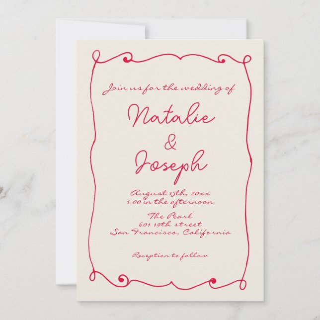 QR Code Hand-Written Retro Fun With Photo Wedding Invitation (Front)