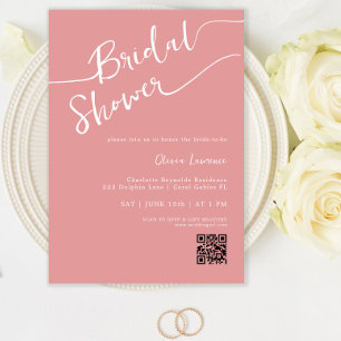 QR Code Handwritten Minimalist Bridal Shower Invitation