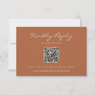 QR Code Handwritten Pinstripes Fall Online Wedding RSVP Card