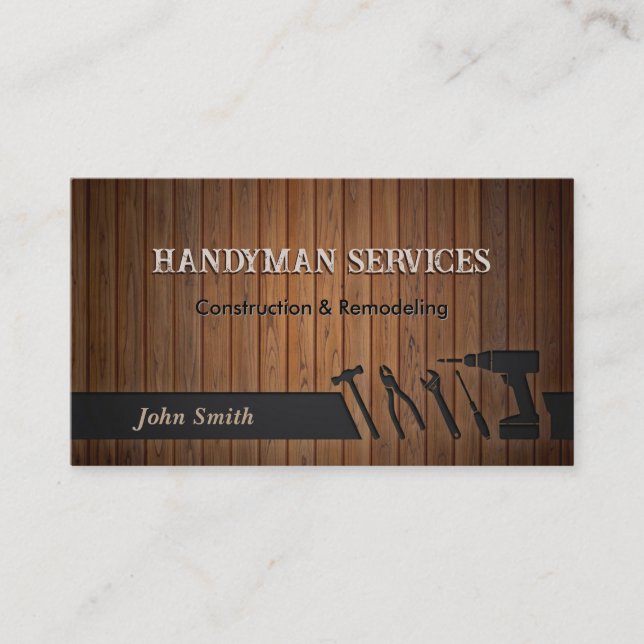 QR Code Handyman construction remodeling Business Card (Front)