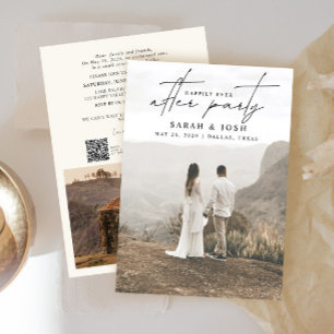 QR Code Happily Ever After Party Cream 2 Photo Announcement