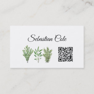 QR Code Herbs Culinary Chef Caterer Restaurant Business Card
