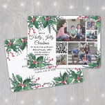 QR Code Holly Jolly Christmas Greenery 5 Photo Holiday Card<br><div class="desc">Have a holly jolly Christmas, it's the best time of the year! This year celebrate the joyful wonders of modern technology with a fun interactive QR code photo collage holiday card. Share 5 of your favourite pictures as well as an online video message, song, photo album, or other website. All...</div>