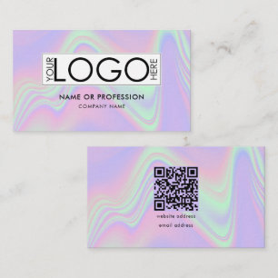 QR Code Holographic Opal Modern Business Logo Business Card