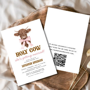 QR Code Holy Cow Western Cowgirl Bridal Shower  Invitation