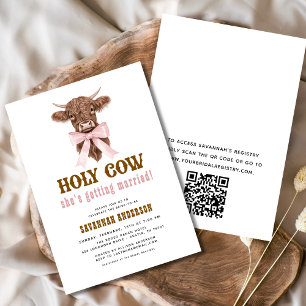 QR Code Holy Cow Western Cowgirl Bridal Shower  Invitation
