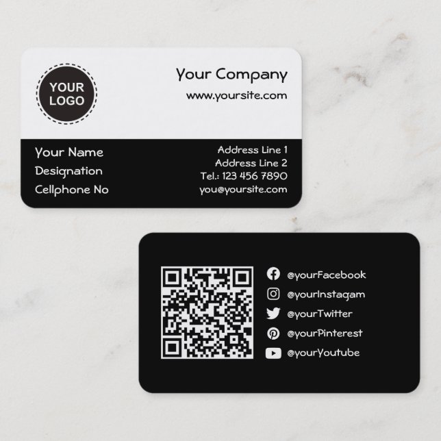 QR Code Horizontal Business Card (Front/Back)